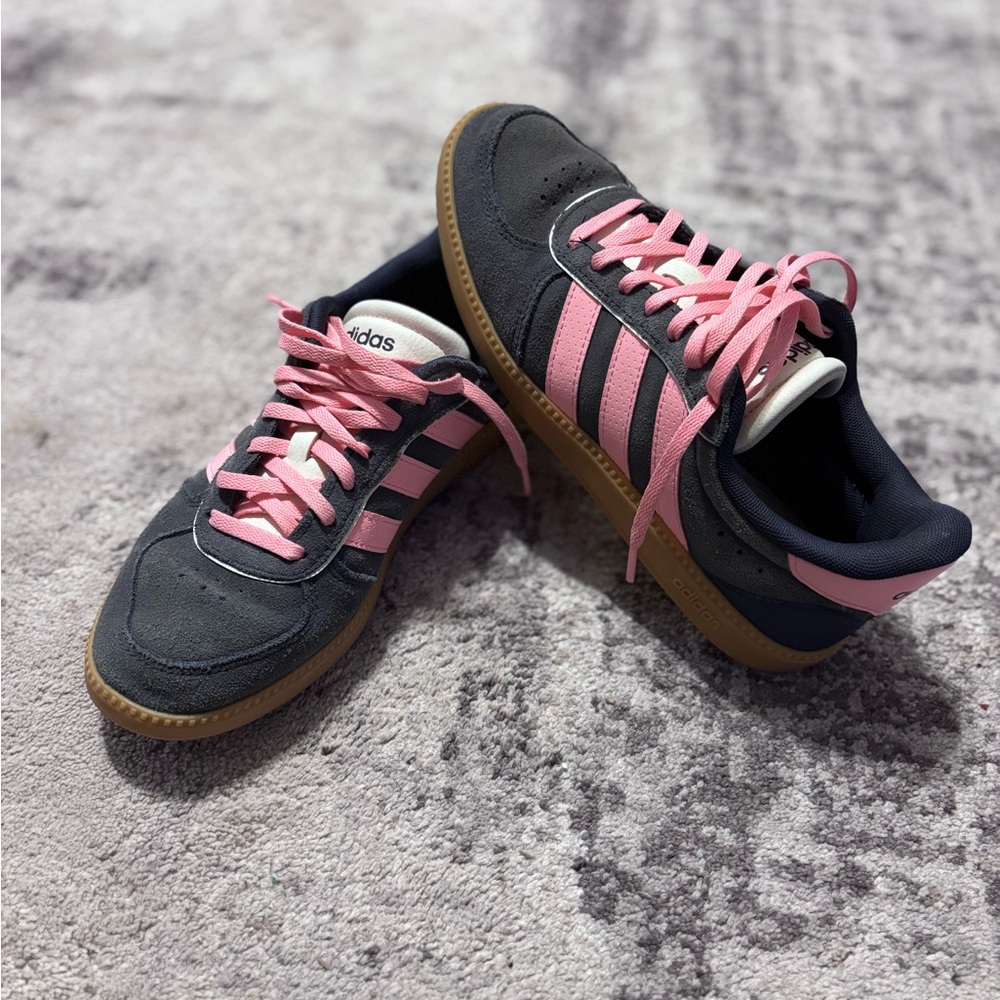 navy blue and pink adidas